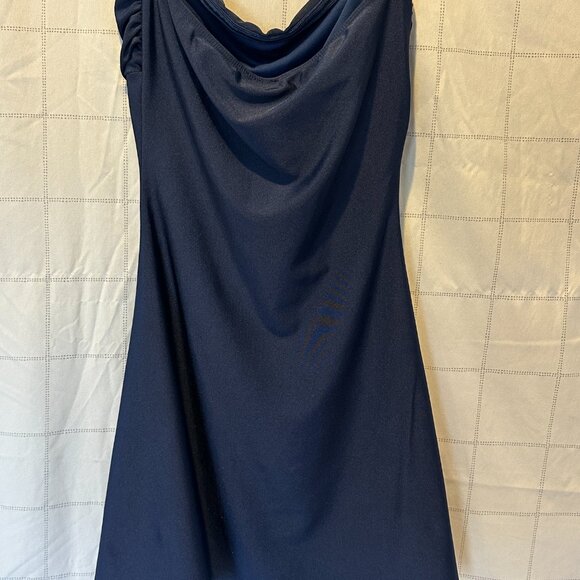 Adorable Navy Satin Strapless A-Line Mini dress -Size M- Brand New! - Picture 2 of 10